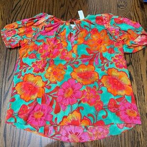 Olivaceous Floral Blouse - Orange and Pink